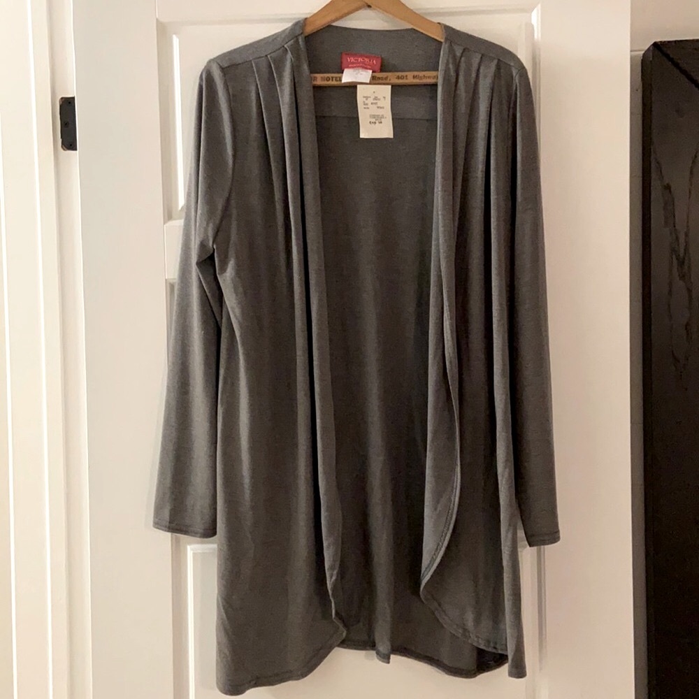 NWT Grey Cotton Open Cardigan